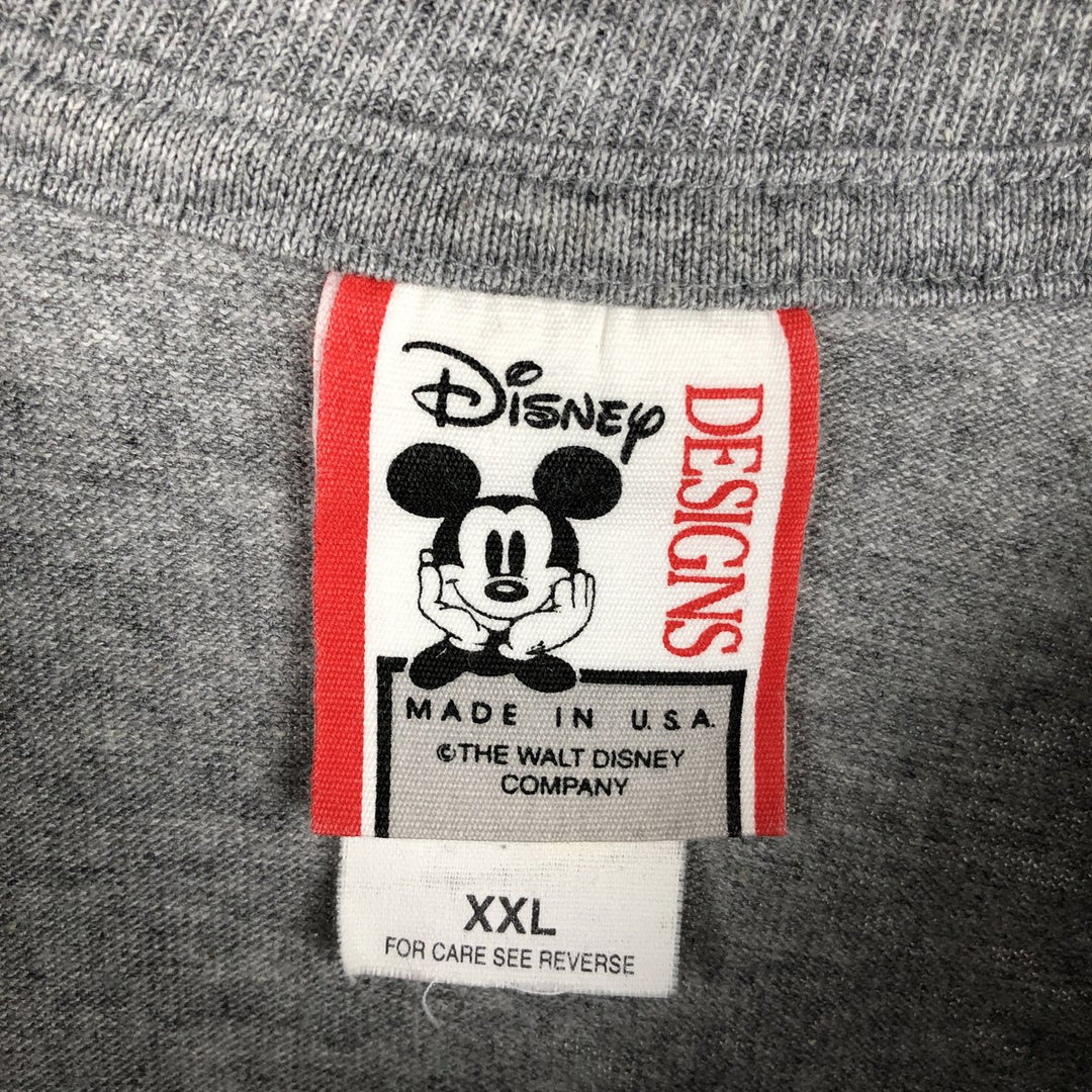 90'S Disney DESIGNS MICKEY MOUSE character print T-shirt, Made in USA, Men's XXL equivalent, Vintage polyester gray type Vintage Second Hand