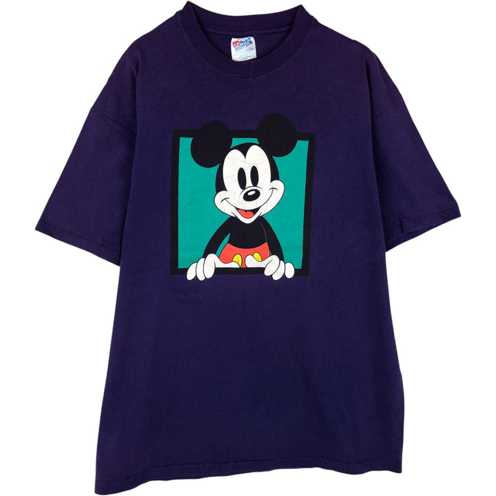 90'S Hanes MICKEY MOUSE BEEFY-T Character Print T-Shirt, Made in USA, Men's XL (approx.) cotton purple type Vintage Second Hand
