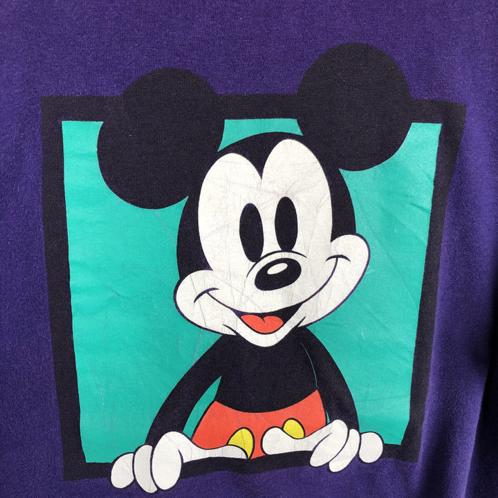 90'S Hanes MICKEY MOUSE BEEFY-T Character Print T-Shirt, Made in USA, Men's XL (approx.) cotton purple type Vintage Second Hand