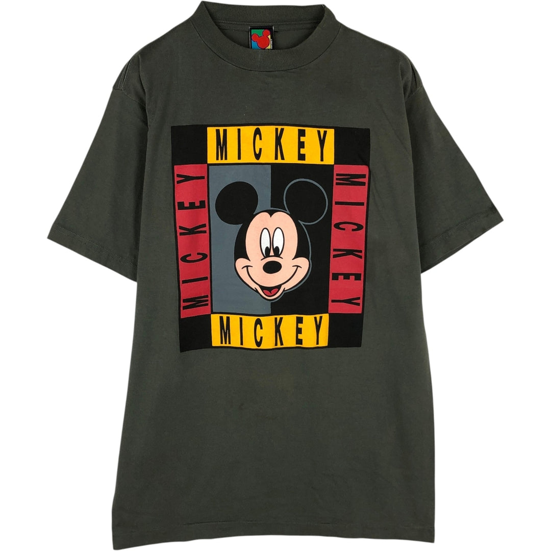 90'S MICKEY UNLIMITED MICKEY MOUSE Mickey Mouse Character Print T-Shirt, Men's Size L (Equivalent), Vintage cotton Khaki type Vintage Second Hand