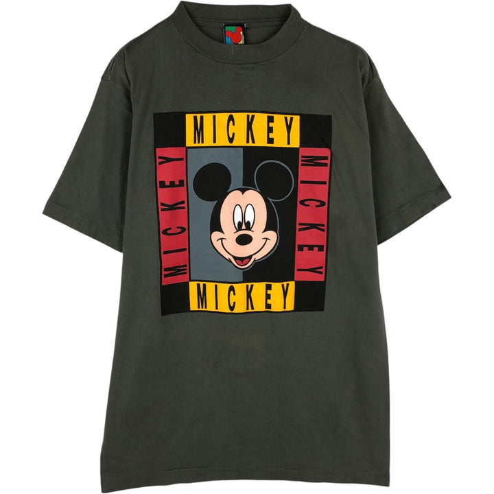90'S MICKEY UNLIMITED MICKEY MOUSE Mickey Mouse Character Print T-Shirt, Men's Size L (Equivalent), Vintage cotton Khaki type Vintage Second Hand