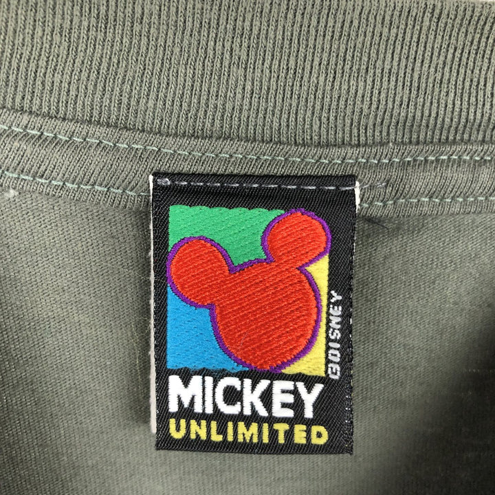 90'S MICKEY UNLIMITED MICKEY MOUSE Mickey Mouse Character Print T-Shirt, Men's Size L (Equivalent), Vintage cotton Khaki type Vintage Second Hand