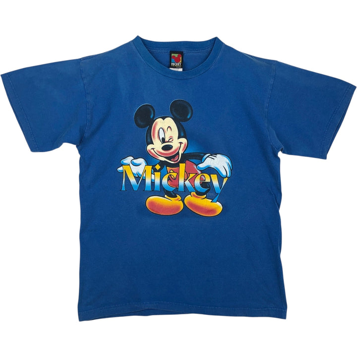 90'S MICKEY UNLIMITED character print T-shirt, made in USA, men's size L equivalent, vintage. cotton blue type Vintage Second Hand