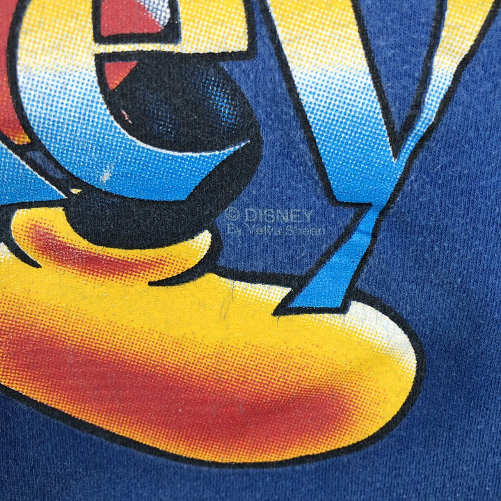 90'S MICKEY UNLIMITED character print T-shirt, made in USA, men's size L equivalent, vintage. cotton blue type Vintage Second Hand