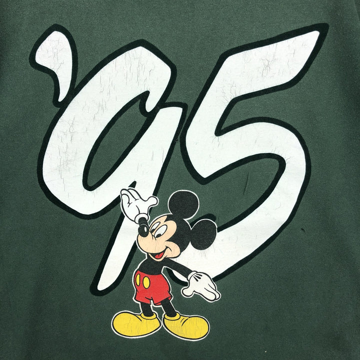 90'S Disney DESIGNS MICKEY MOUSE character print T-shirt, Made in USA, Men's size L equivalent, Vintage cotton green type Vintage Second Hand