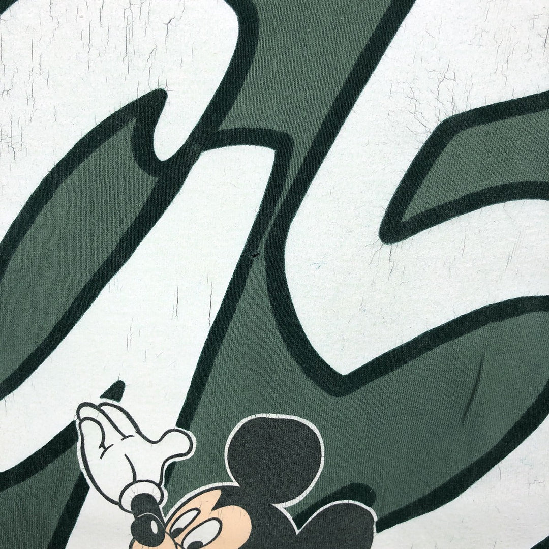 90'S Disney DESIGNS MICKEY MOUSE character print T-shirt, Made in USA, Men's size L equivalent, Vintage cotton green type Vintage Second Hand