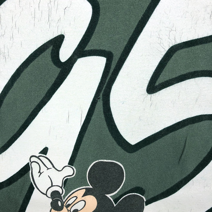 90'S Disney DESIGNS MICKEY MOUSE character print T-shirt, Made in USA, Men's size L equivalent, Vintage cotton green type Vintage Second Hand