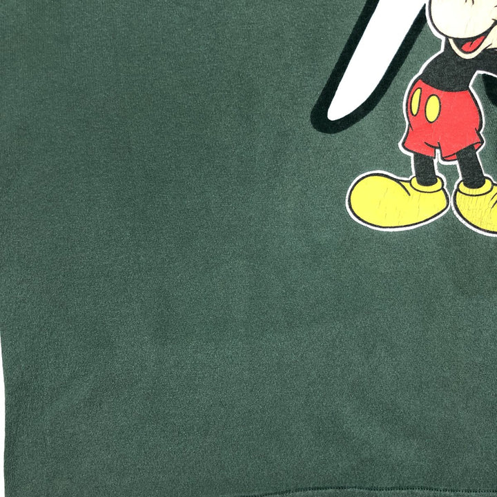 90'S Disney DESIGNS MICKEY MOUSE character print T-shirt, Made in USA, Men's size L equivalent, Vintage cotton green type Vintage Second Hand