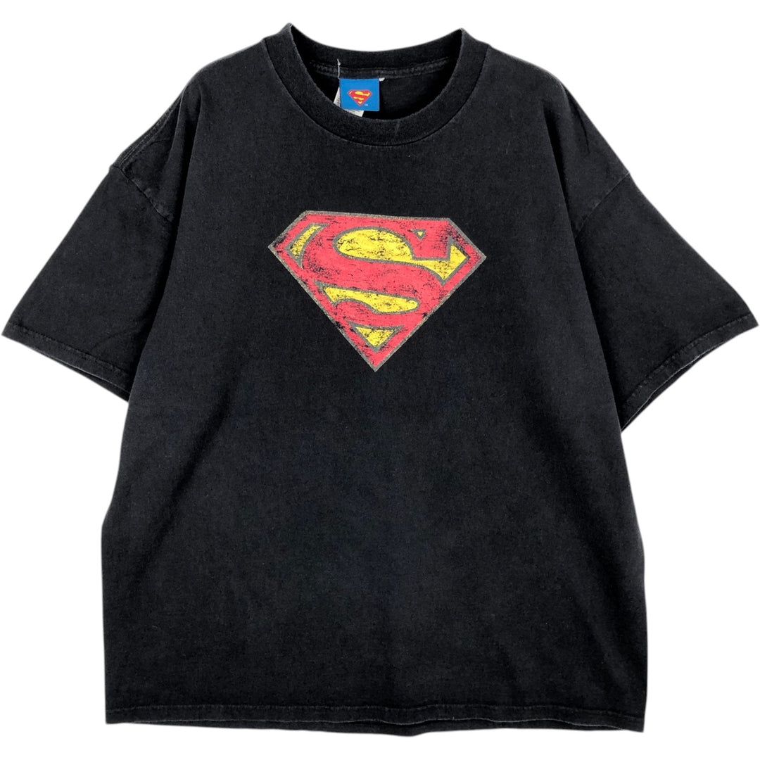 SUPERMAN character print T-shirt, men's size XL (approx.) cotton black type Vintage Second Hand