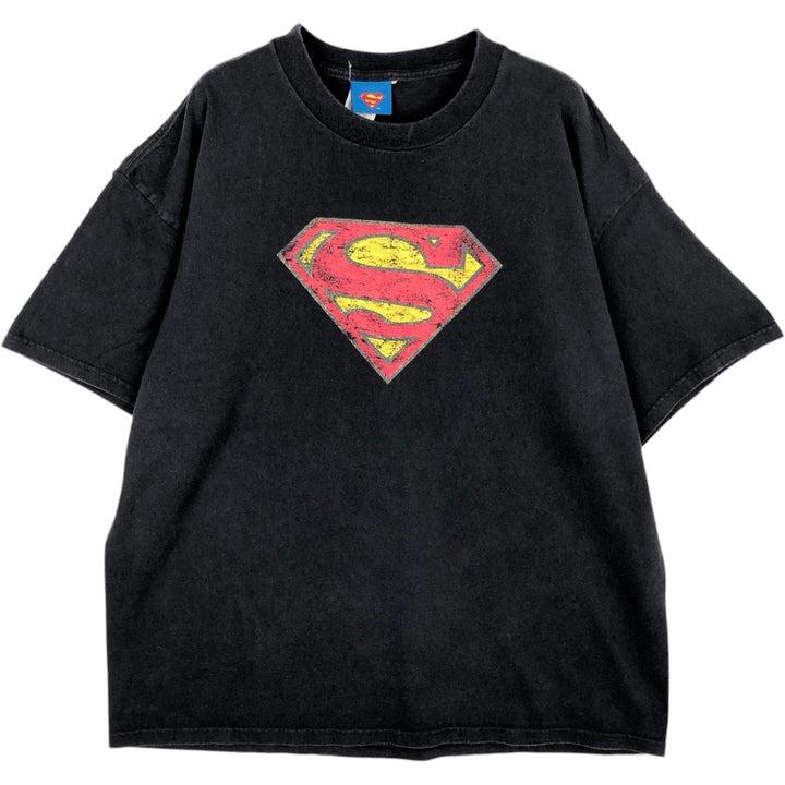 SUPERMAN character print T-shirt, men's size XL (approx.) cotton black type Vintage Second Hand