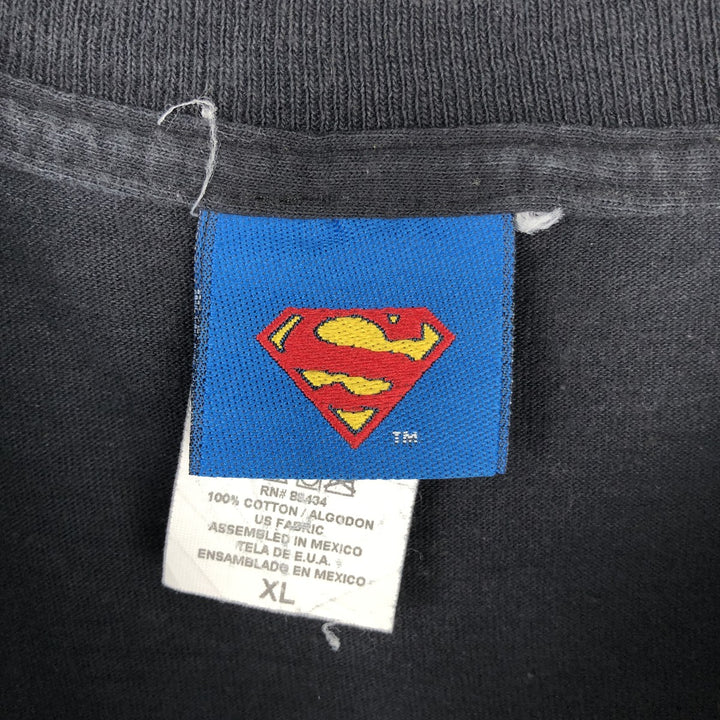 SUPERMAN character print T-shirt, men's size XL (approx.) cotton black type Vintage Second Hand