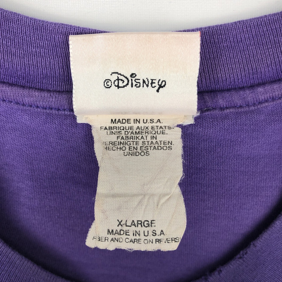 90'S Disney Athletics DISNER HOCKER Character Print T-Shirt, Made in USA, Men's XL equivalent, Vintage cotton purple type Vintage Second Hand