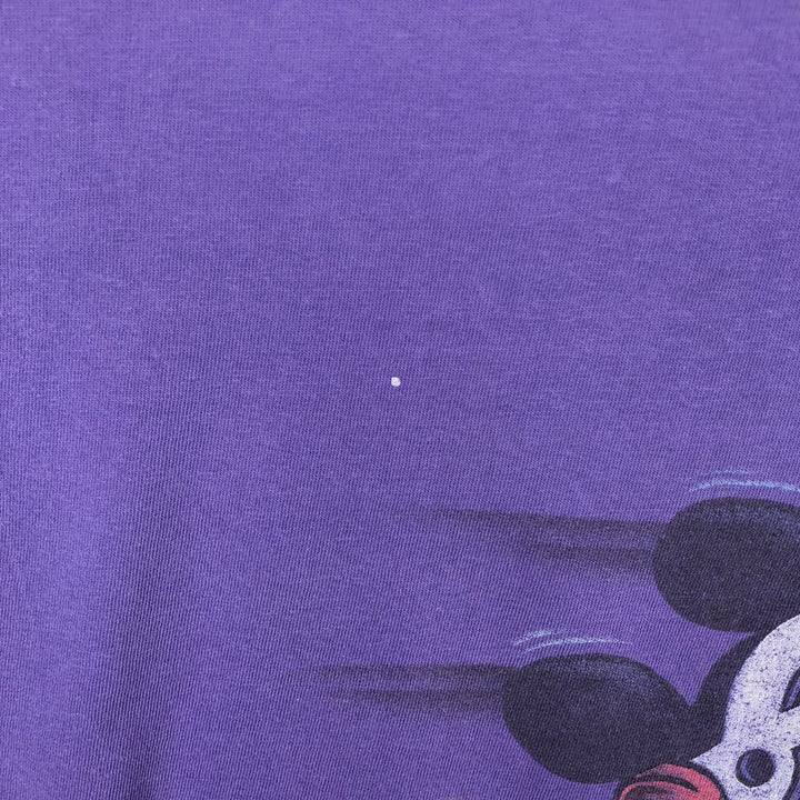 90'S Disney Athletics DISNER HOCKER Character Print T-Shirt, Made in USA, Men's XL equivalent, Vintage cotton purple type Vintage Second Hand