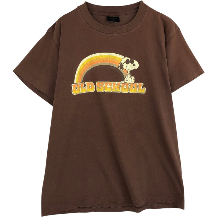 SNOOPY Snoopy character print T-shirt, men's size M unclear brown type Vintage Second Hand