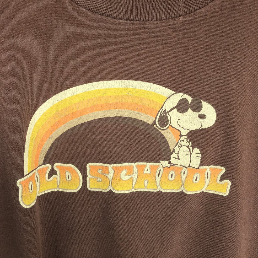 SNOOPY Snoopy character print T-shirt, men's size M unclear brown type Vintage Second Hand