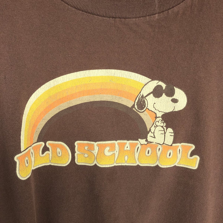 SNOOPY Snoopy character print T-shirt, men's size M unclear brown type Vintage Second Hand