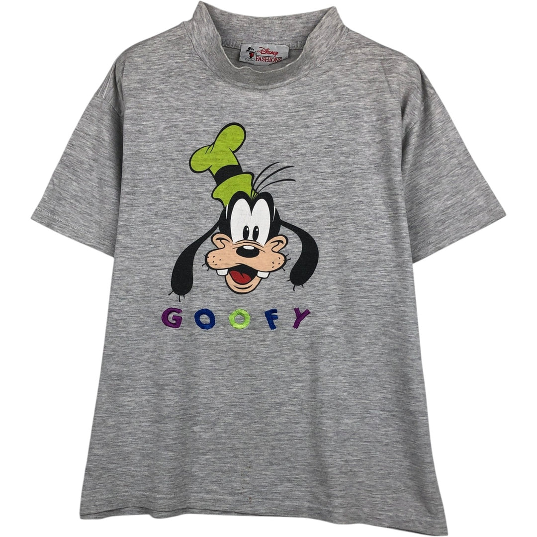 90'S Disney FASHIONS GOOFY Mock Neck Character Print T-Shirt, Made in USA, Men's Size S (Equivalent), Vintage cotton gray type Vintage Second Hand