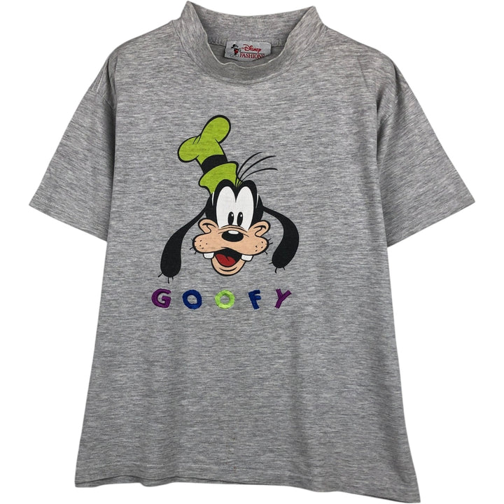 90'S Disney FASHIONS GOOFY Mock Neck Character Print T-Shirt, Made in USA, Men's Size S (Equivalent), Vintage cotton gray type Vintage Second Hand