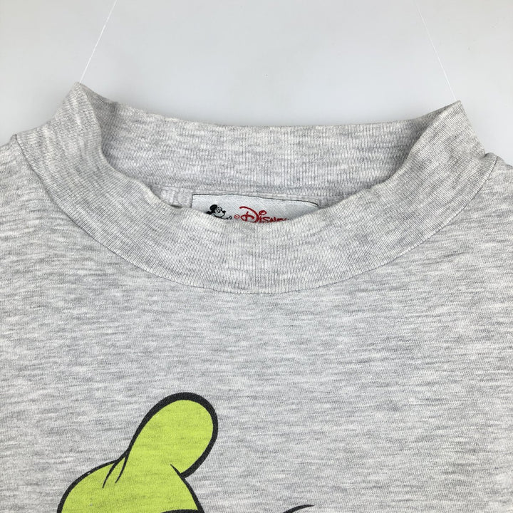 90'S Disney FASHIONS GOOFY Mock Neck Character Print T-Shirt, Made in USA, Men's Size S (Equivalent), Vintage cotton gray type Vintage Second Hand