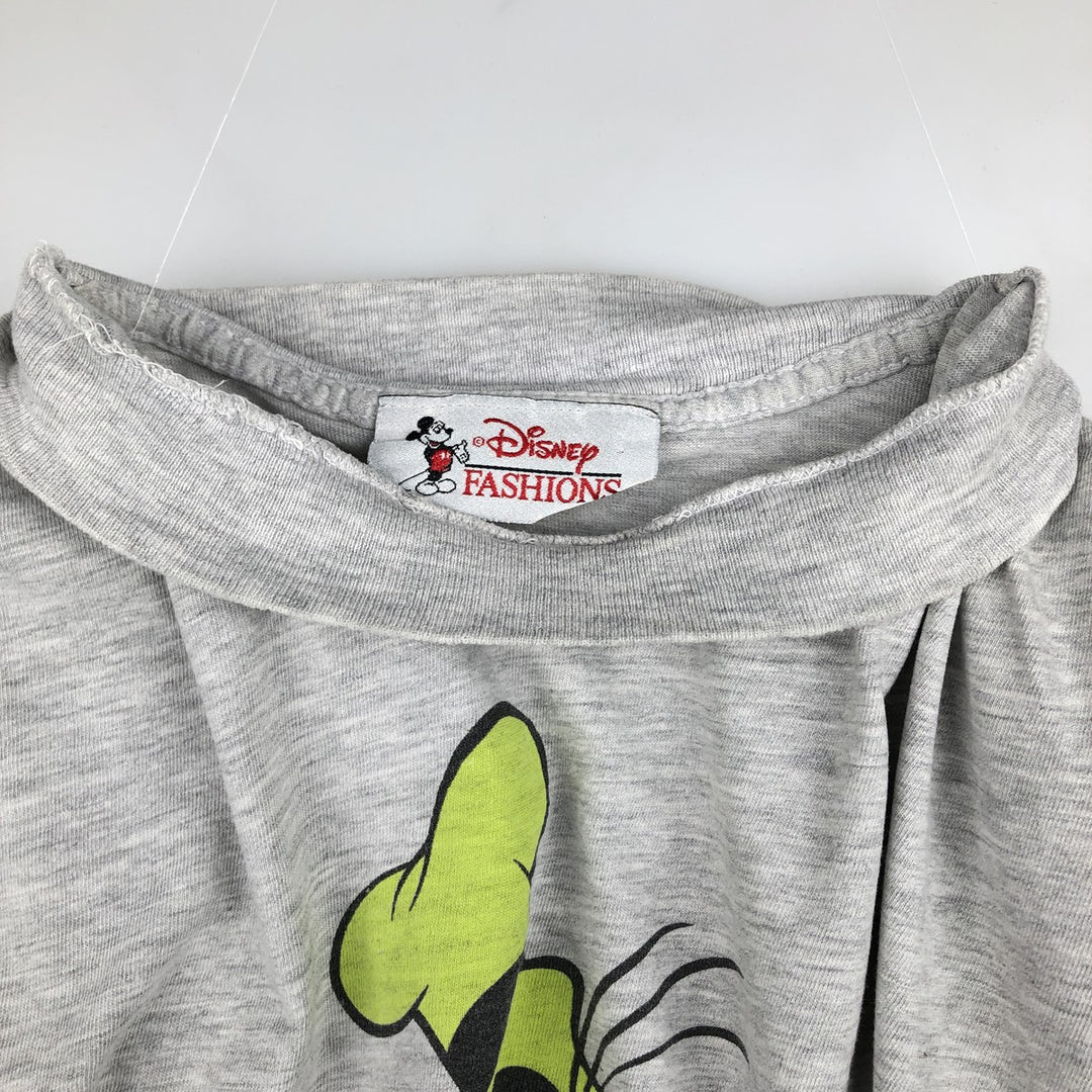 90'S Disney FASHIONS GOOFY Mock Neck Character Print T-Shirt, Made in USA, Men's Size S (Equivalent), Vintage cotton gray type Vintage Second Hand