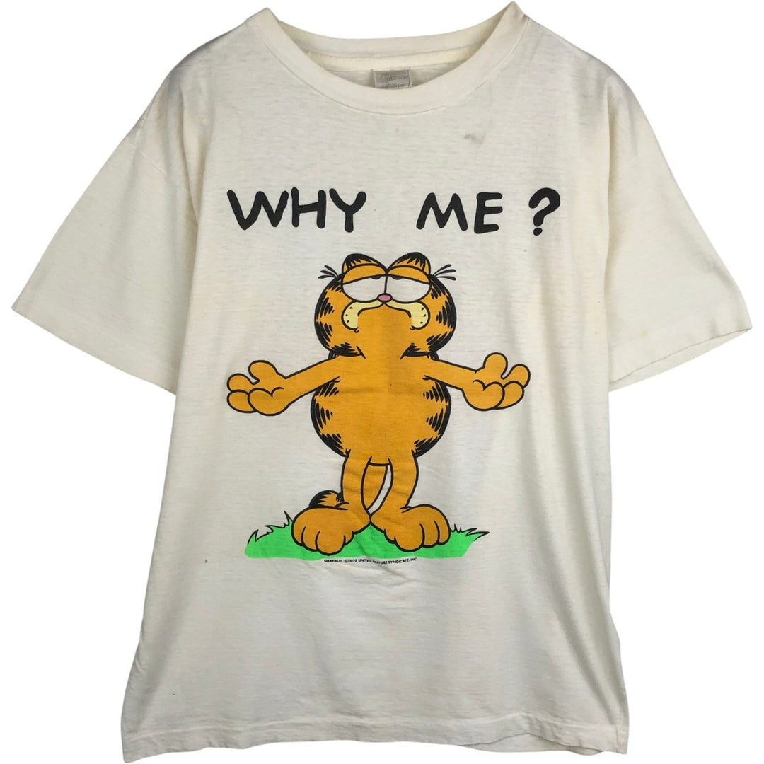 70'S Garfield character print T-shirt, men's size XL equivalent, vintage. cotton unbleached Vintage Second Hand