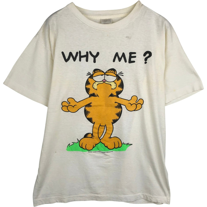 70'S Garfield character print T-shirt, men's size XL equivalent, vintage. cotton unbleached Vintage Second Hand