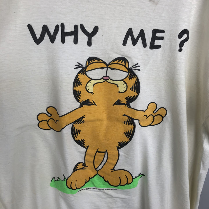 70'S Garfield character print T-shirt, men's size XL equivalent, vintage. cotton unbleached Vintage Second Hand
