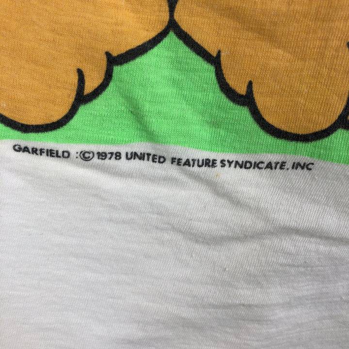 70'S Garfield character print T-shirt, men's size XL equivalent, vintage. cotton unbleached Vintage Second Hand