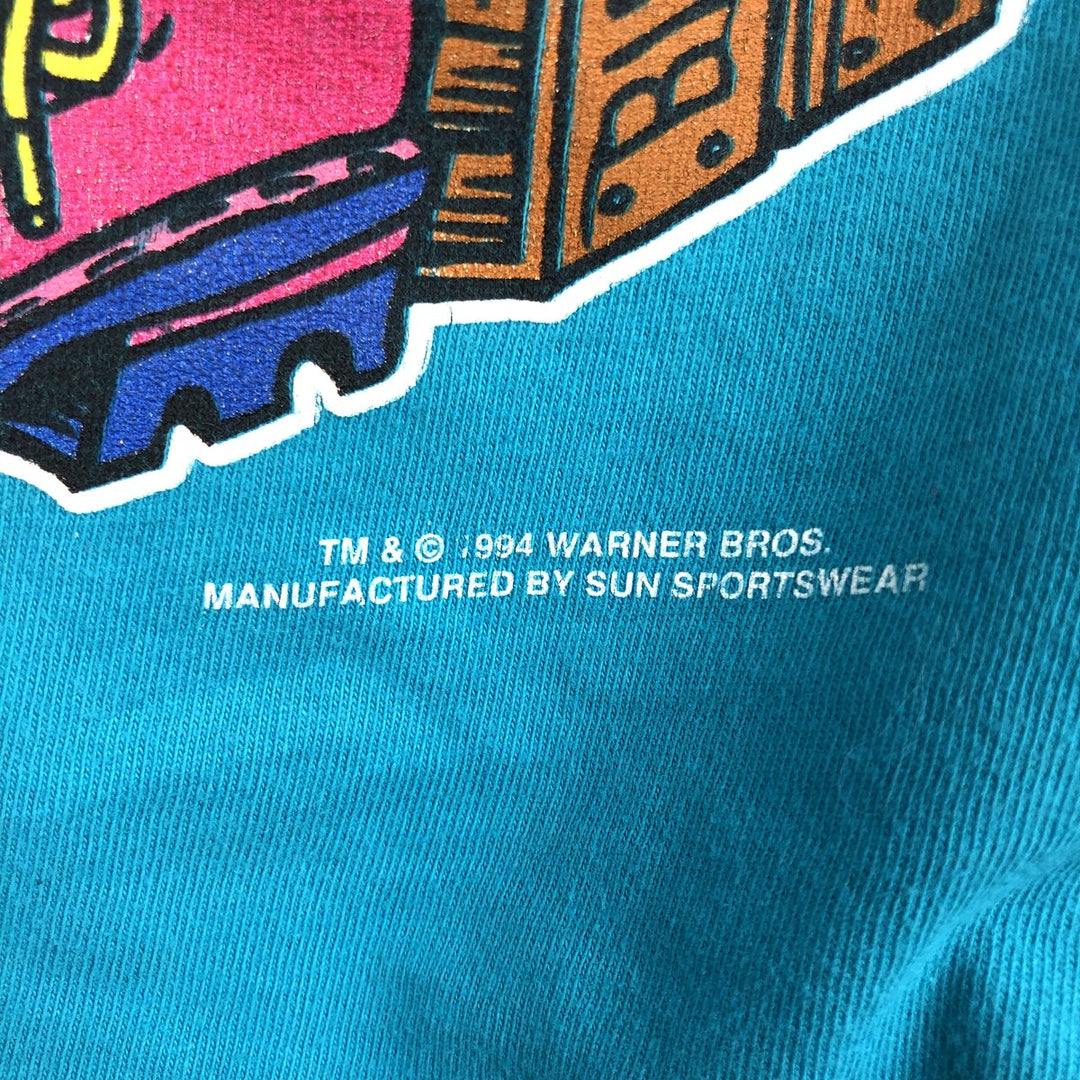 90'S Looney Tunes Tweety character print T-shirt, men's size XL equivalent, vintage. unclear turquoise blue Vintage Second Hand