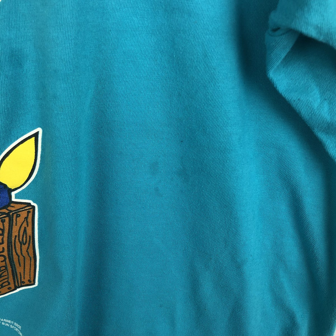 90'S Looney Tunes Tweety character print T-shirt, men's size XL equivalent, vintage. unclear turquoise blue Vintage Second Hand