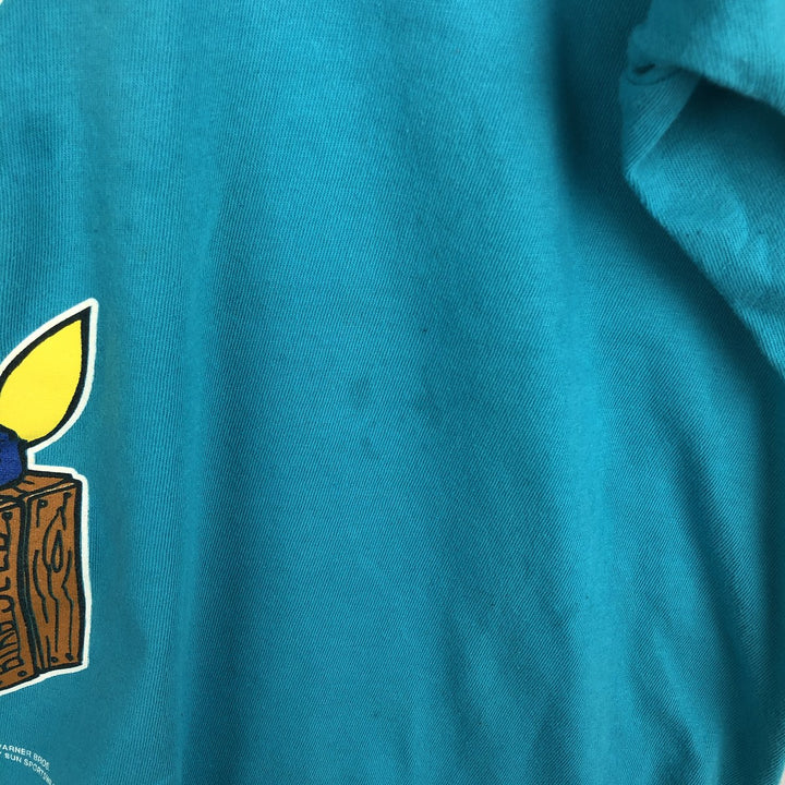 90'S Looney Tunes Tweety character print T-shirt, men's size XL equivalent, vintage. unclear turquoise blue Vintage Second Hand