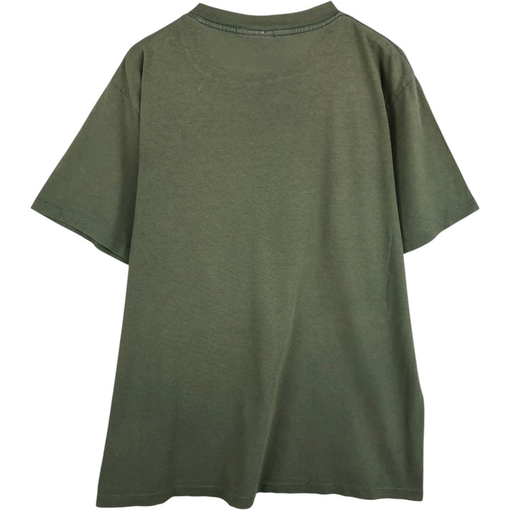 SNOOPY character print T-shirt, made in the USA, men's size L. cotton Khaki type Vintage Second Hand