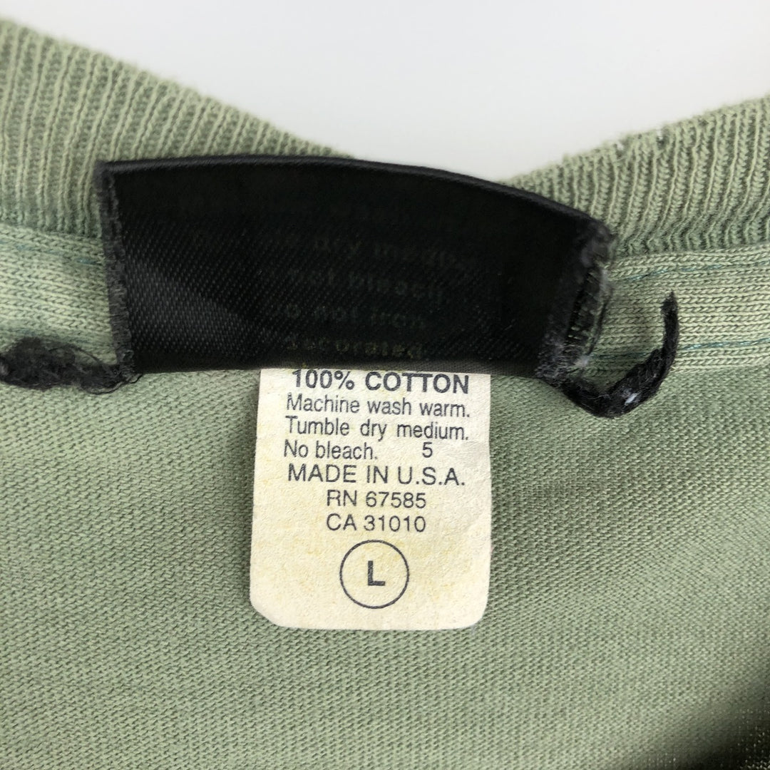 SNOOPY character print T-shirt, made in the USA, men's size L. cotton Khaki type Vintage Second Hand