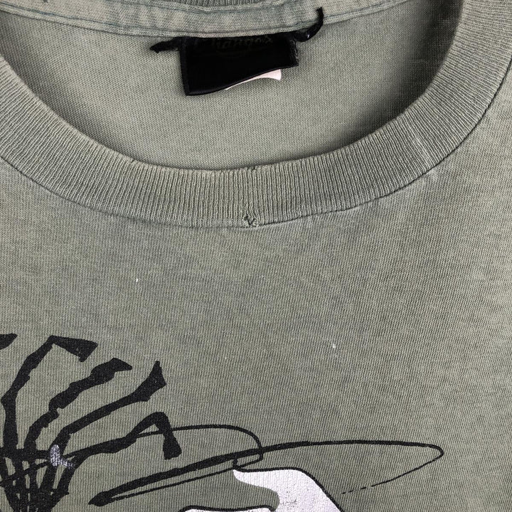 SNOOPY character print T-shirt, made in the USA, men's size L. cotton Khaki type Vintage Second Hand