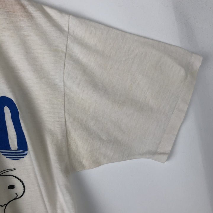 90'S Jostens Snoopy Woodstock Character Print T-Shirt, Made in USA, Men's Size L (approx.), Vintage unclear white type Vintage Second Hand