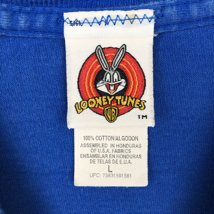90'S Looney Tunes Tweety character print T-shirt, men's size L (approx.) cotton blue type Vintage Second Hand