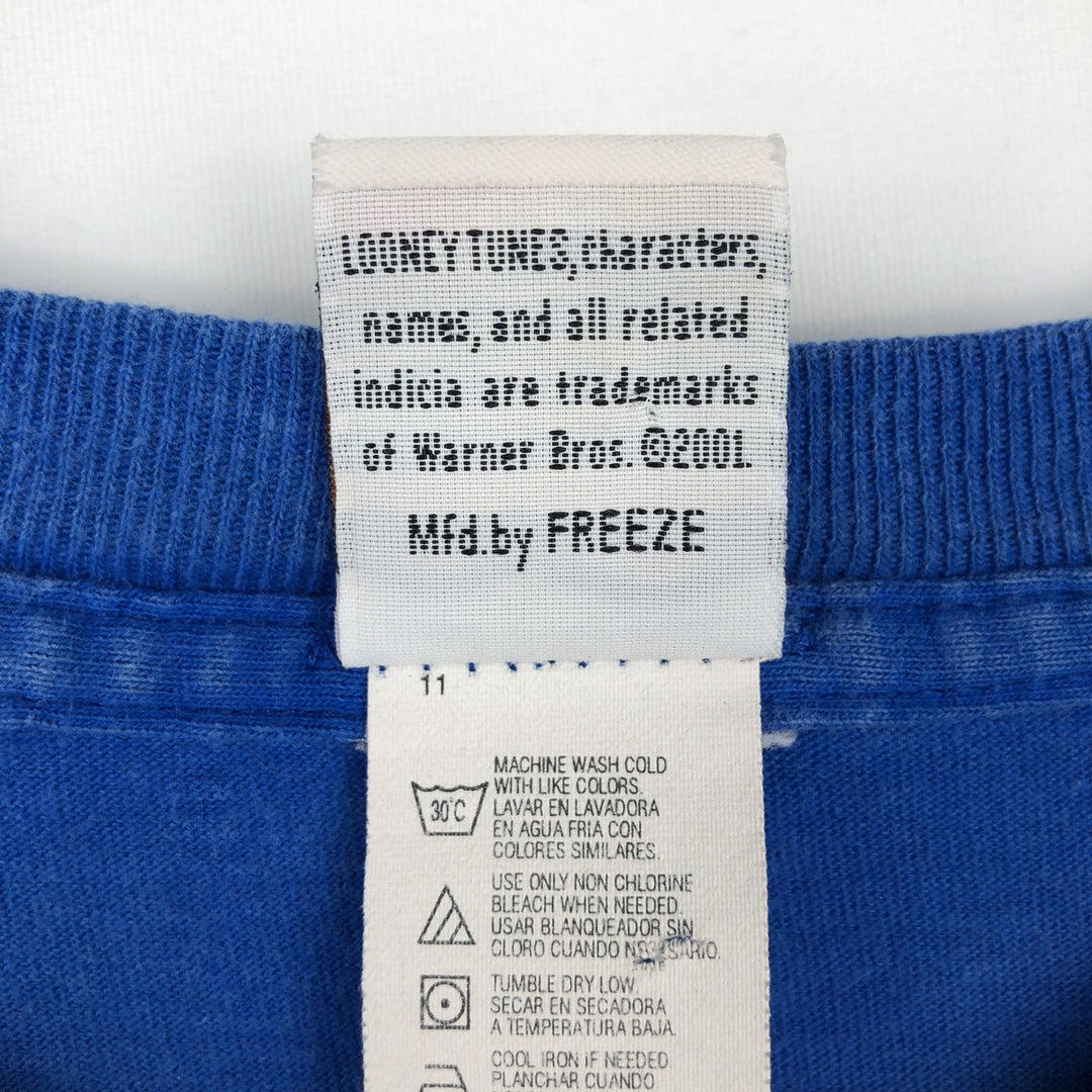 90'S Looney Tunes Tweety character print T-shirt, men's size L (approx.) cotton blue type Vintage Second Hand