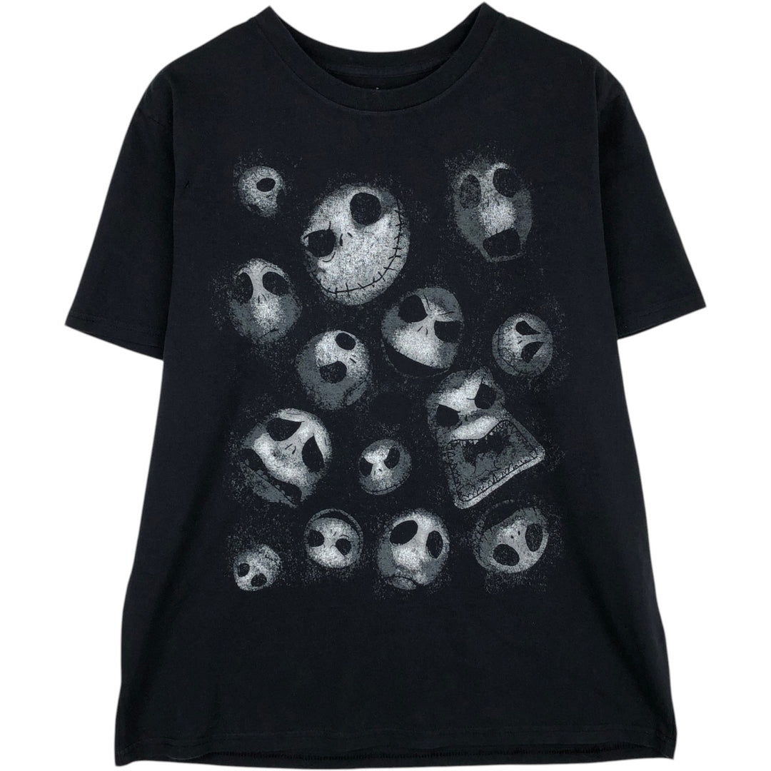 Disney Nightmare Before Christmas Anime Character Print T-Shirt (Men's Size L) cotton black type Vintage Second Hand