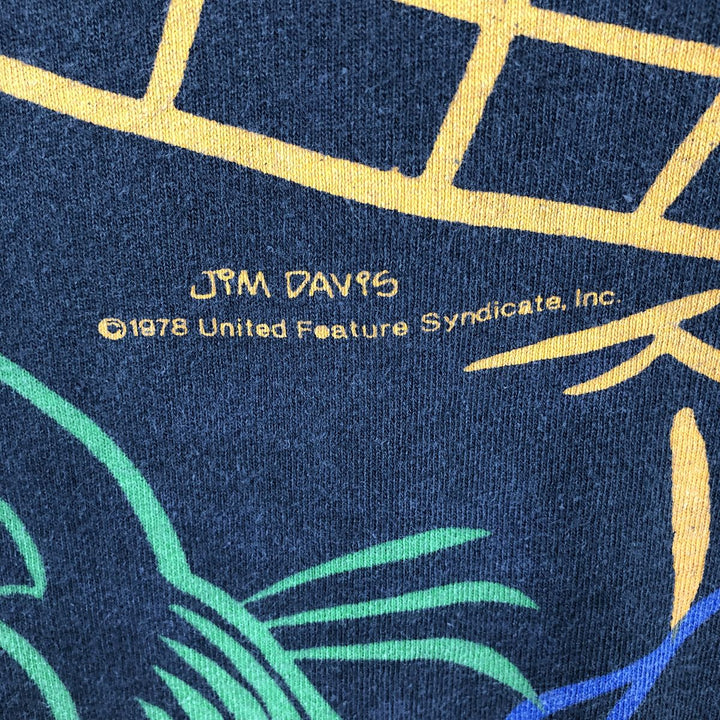 90'S Delta Garfield All-Over Print Character Print T-Shirt, Made in USA, Men's Size L (Equivalent), Vintage cotton black type Vintage Second Hand