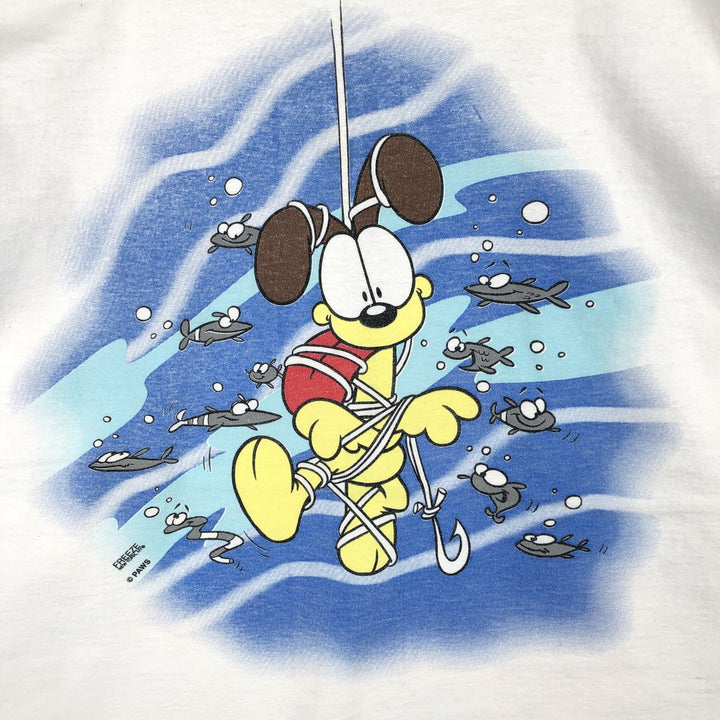 90'S Fruit of the Loom Garfield Character Print T-Shirt, Made in USA, Men's XL (approx.) Vintage cotton pale white type Vintage Second Hand
