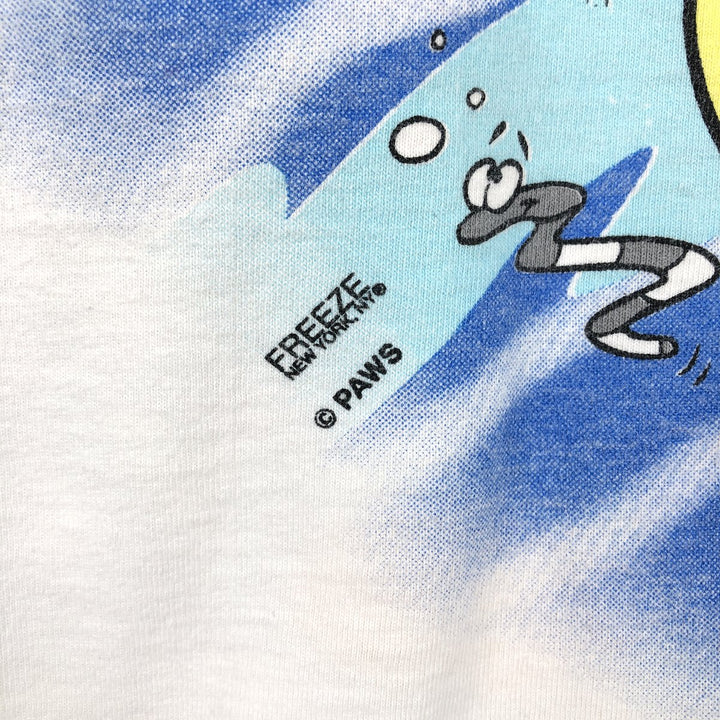 90'S Fruit of the Loom Garfield Character Print T-Shirt, Made in USA, Men's XL (approx.) Vintage cotton pale white type Vintage Second Hand