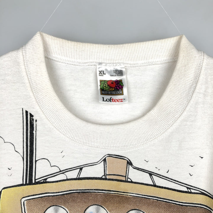 90'S Fruit of the Loom Garfield Character Print T-Shirt, Made in USA, Men's XL (approx.) Vintage cotton pale white type Vintage Second Hand
