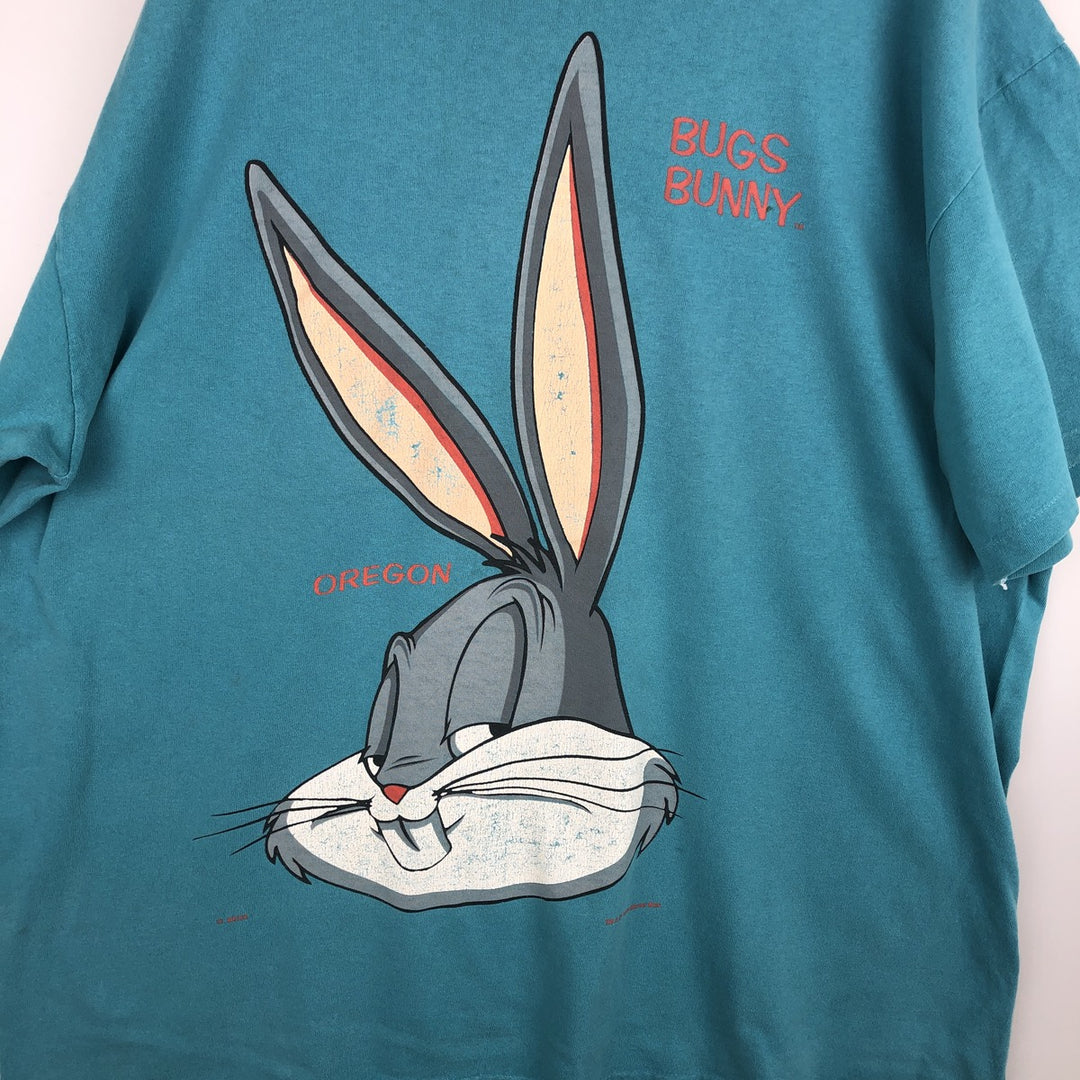 ARTEX LOONEY TUNES Bugs Bunny Character Print T-Shirt, Made in USA, Men's XL (approx.) cotton Blue type light blue Vintage Second Hand