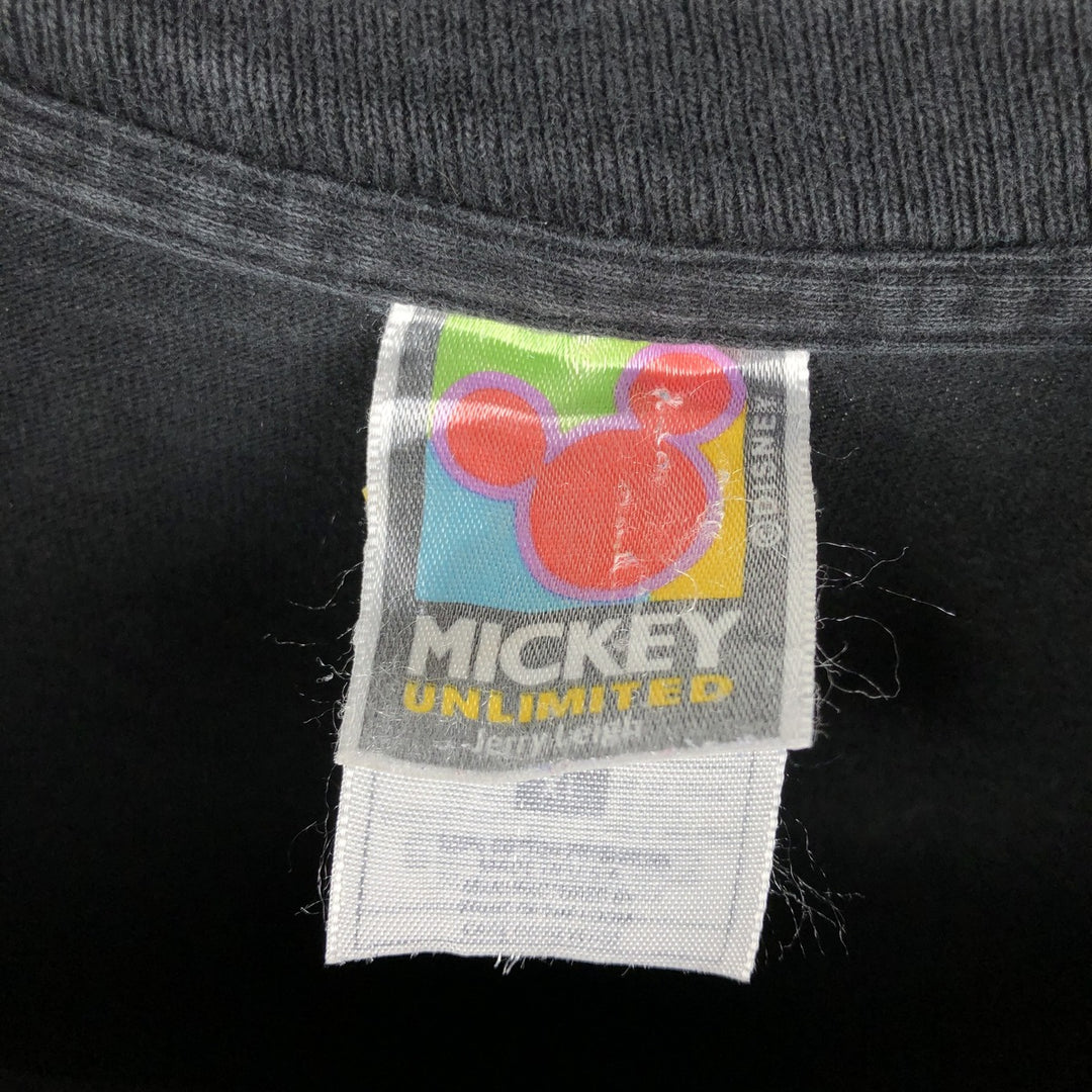 MICKEY UNLIMITED MICKEY MOUSE Mickey Mouse Character Print T-Shirt, Made in USA, Men's XL (approx.) cotton black type Vintage Second Hand