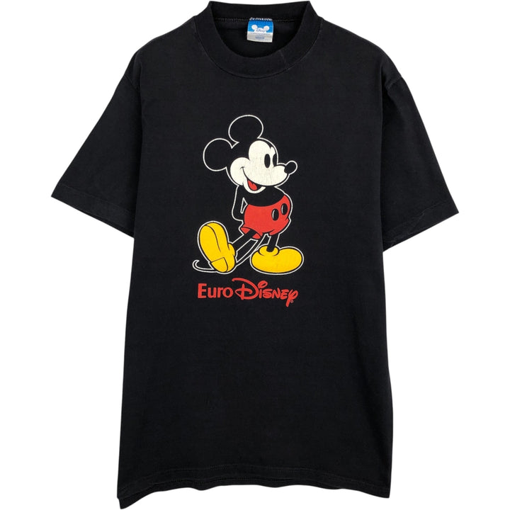 80'S Disney Mickey Mouse Anime Character Print T-Shirt, Made in USA, Men's Size M (Equivalent), Vintage cotton black type Vintage Second Hand