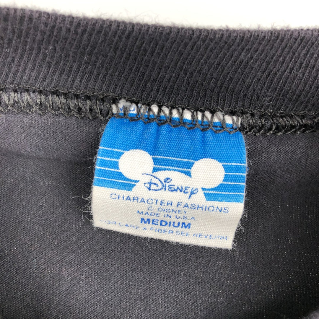 80'S Disney Mickey Mouse Anime Character Print T-Shirt, Made in USA, Men's Size M (Equivalent), Vintage cotton black type Vintage Second Hand
