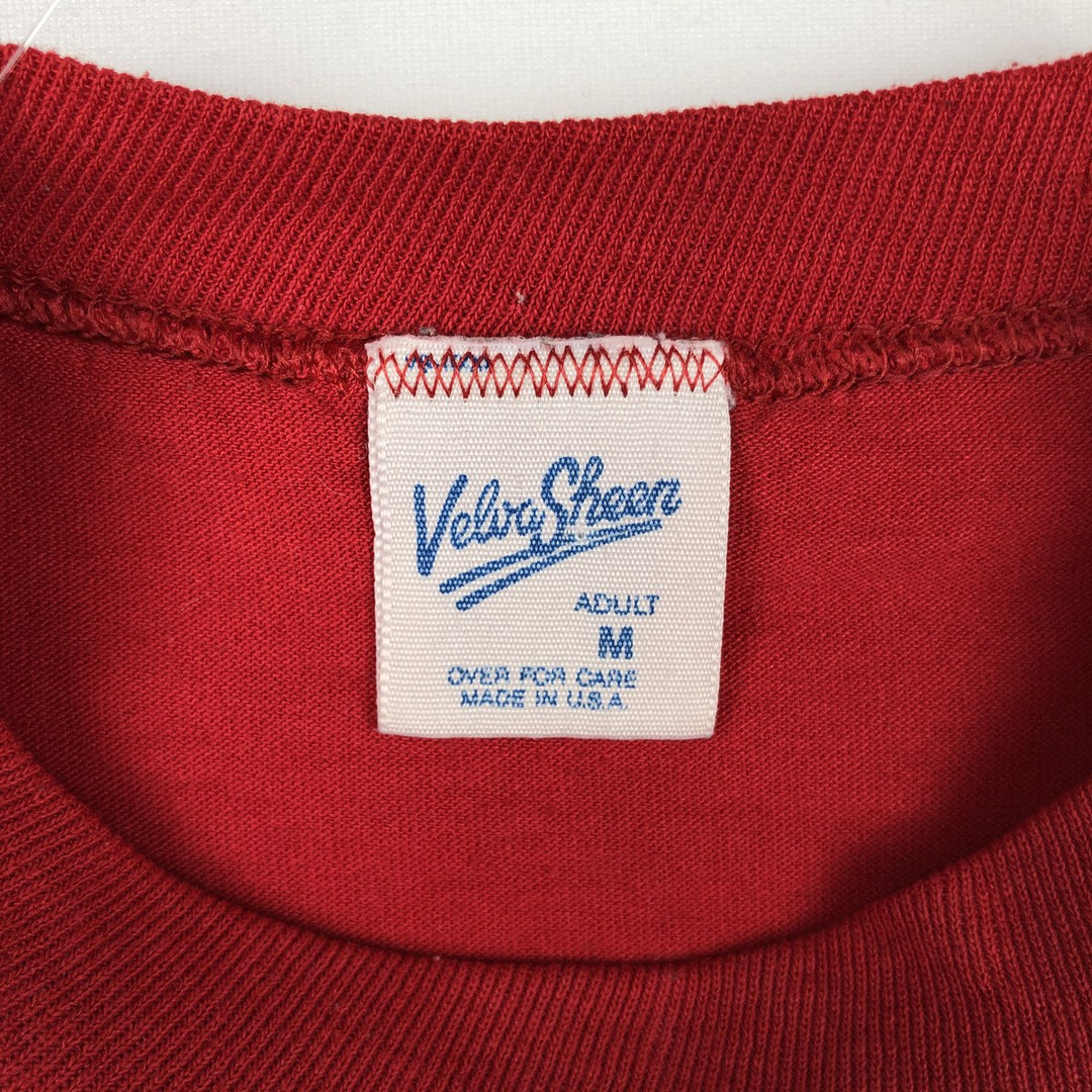 90'S Velva Sheen Mickey Mouse Character Print T-Shirt, Made in USA, Men's Size M (approx.), Vintage polyester red type Vintage Second Hand