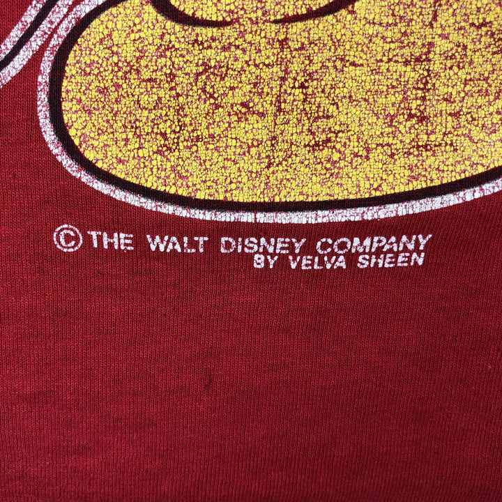 90'S Velva Sheen Mickey Mouse Character Print T-Shirt, Made in USA, Men's Size M (approx.), Vintage polyester red type Vintage Second Hand