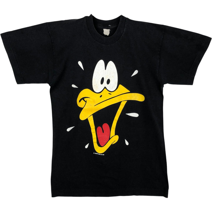 LOONEY TUNES Daffy Duck Character Print T-Shirt (Men's Size S) unclear black type Vintage Second Hand