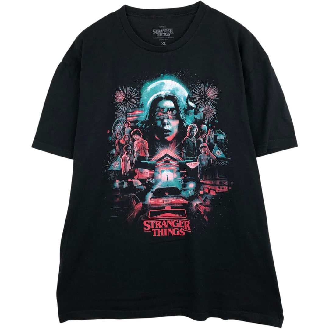 STRANGER THINGS Stranger Things Movie T-shirt Men's XL size cotton black type Vintage Second Hand